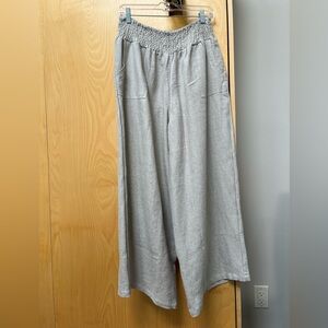 Nomad The Label French linen wide leg pants. Stretch waist.